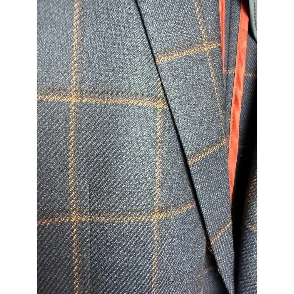 TailoRed Carlo Barbera Super Stretch Navy Plaid Wool Blazer Sz. 44R
